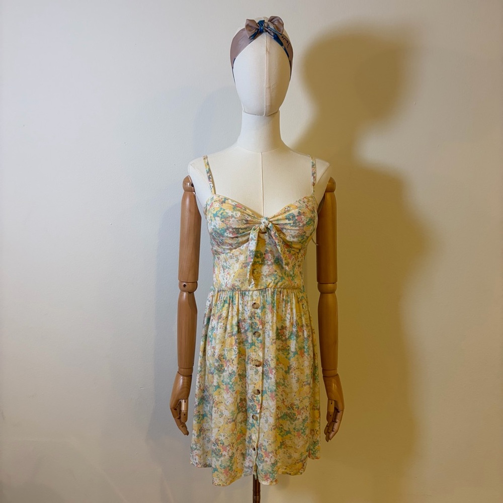🌸  A.U.W. Floral Tie Front Shirred Mini Dress - NWT